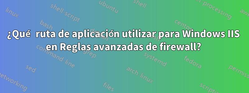 ¿Qué ruta de aplicación utilizar para Windows IIS en Reglas avanzadas de firewall?