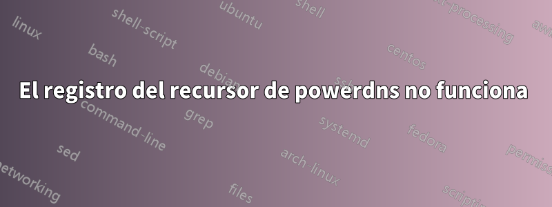 El registro del recursor de powerdns no funciona