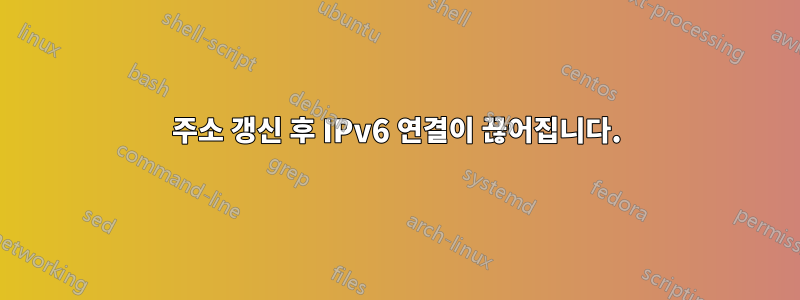 주소 갱신 후 IPv6 연결이 끊어집니다.