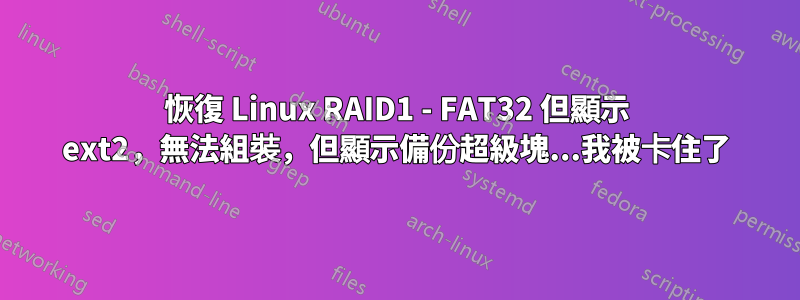 恢復 Linux RAID1 - FAT32 但顯示 ext2，無法組裝，但顯示備份超級塊...我被卡住了