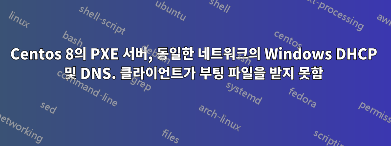 Centos 8의 PXE 서버, 동일한 네트워크의 Windows DHCP 및 DNS. 클라이언트가 부팅 파일을 받지 못함