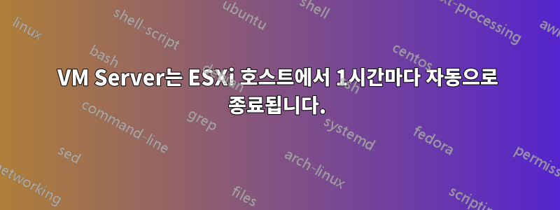 VM Server는 ESXi 호스트에서 1시간마다 자동으로 종료됩니다.