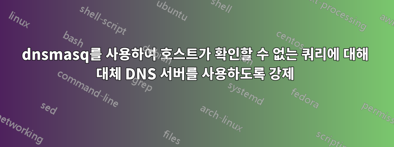 dnsmasq를 사용하여 호스트가 확인할 수 없는 쿼리에 대해 대체 DNS 서버를 사용하도록 강제