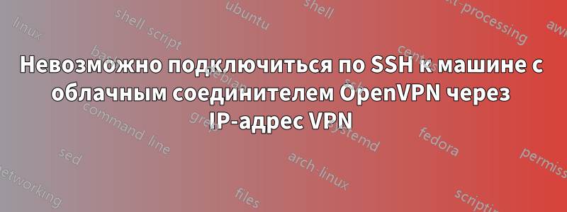 Невозможно подключиться по SSH к машине с облачным соединителем OpenVPN через IP-адрес VPN