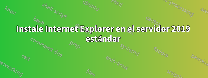 Instale Internet Explorer en el servidor 2019 estándar