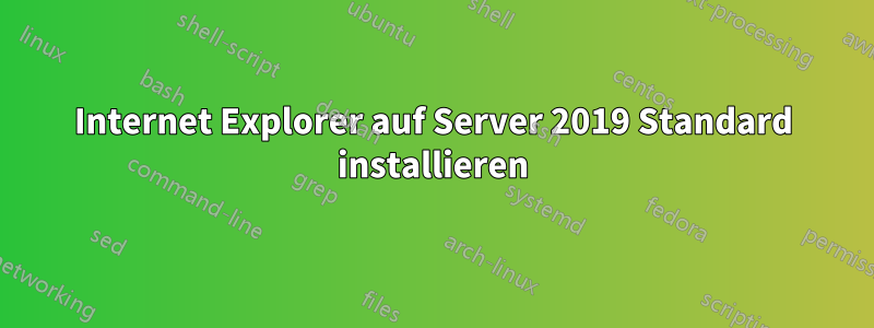 Internet Explorer auf Server 2019 Standard installieren