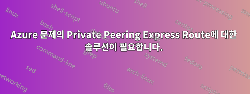 Azure 문제의 Private Peering Express Route에 대한 솔루션이 필요합니다.