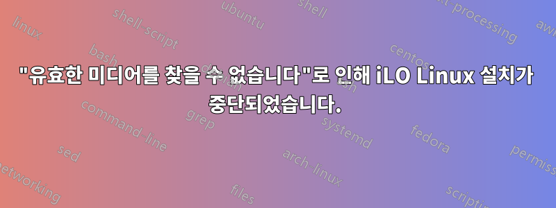 "유효한 미디어를 찾을 수 없습니다"로 인해 iLO Linux 설치가 중단되었습니다.