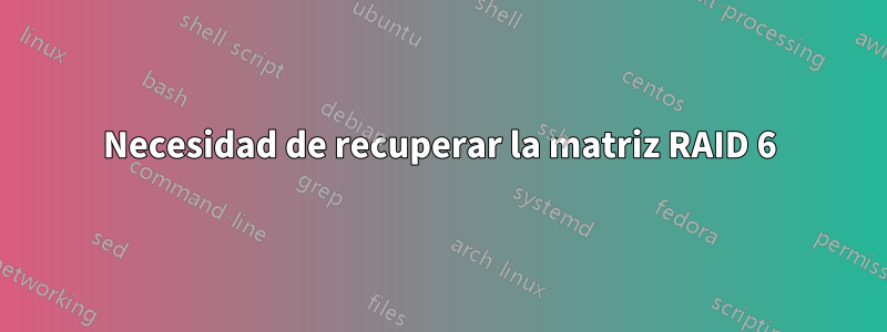 Necesidad de recuperar la matriz RAID 6