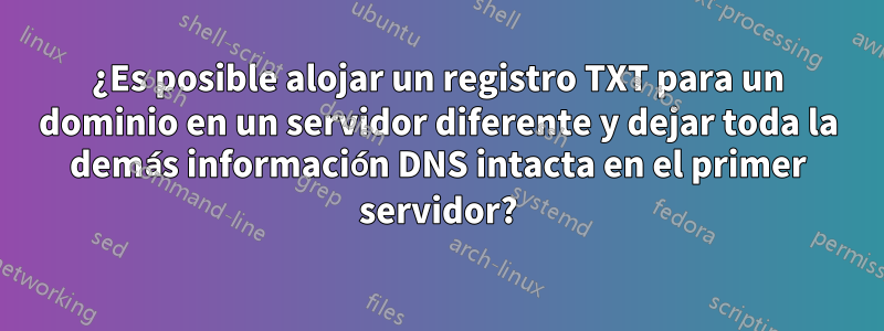 ¿Es posible alojar un registro TXT para un dominio en un servidor diferente y dejar toda la demás información DNS intacta en el primer servidor?