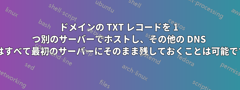 ドメインの TXT レコードを 1 つ別のサーバーでホストし、その他の DNS 情報はすべて最初のサーバーにそのまま残しておくことは可能ですか?