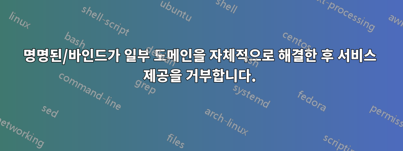 명명된/바인드가 일부 도메인을 자체적으로 해결한 후 서비스 제공을 거부합니다.