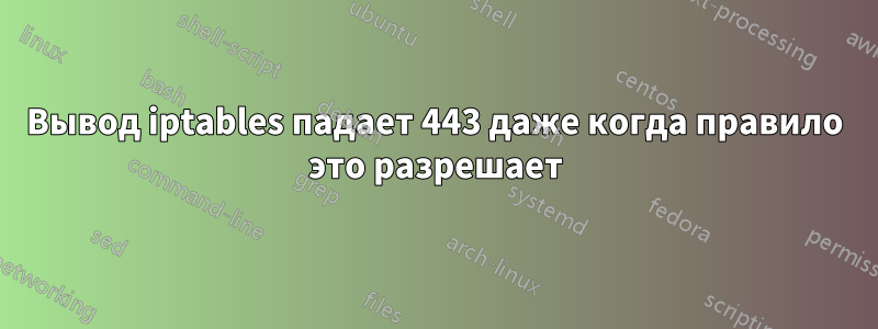 Вывод iptables падает 443 даже когда правило это разрешает