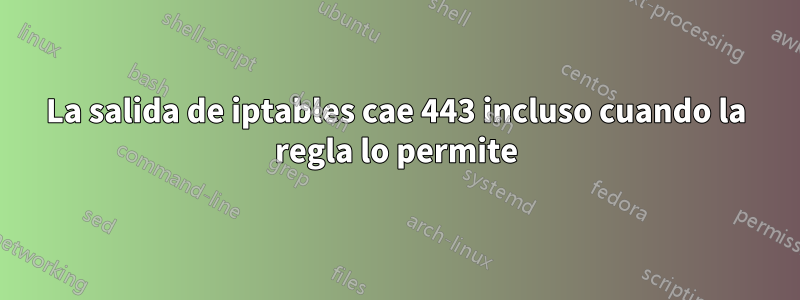 La salida de iptables cae 443 incluso cuando la regla lo permite