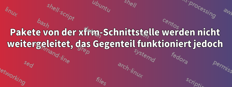 Pakete von der xfrm-Schnittstelle werden nicht weitergeleitet, das Gegenteil funktioniert jedoch