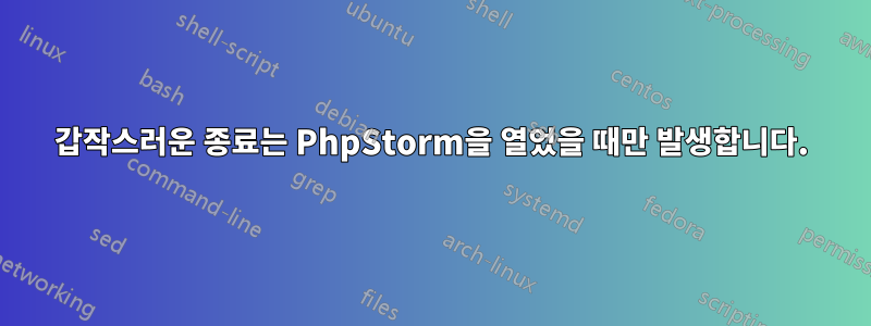 갑작스러운 종료는 PhpStorm을 열었을 때만 발생합니다.