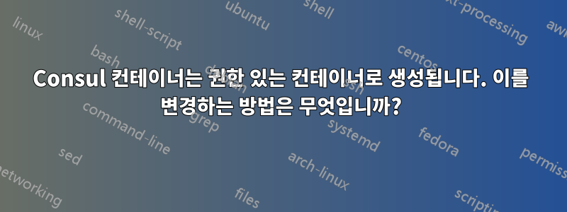 Consul 컨테이너는 권한 있는 컨테이너로 생성됩니다. 이를 변경하는 방법은 무엇입니까?