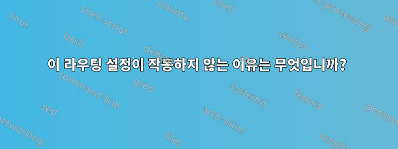 이 라우팅 설정이 작동하지 않는 이유는 무엇입니까?