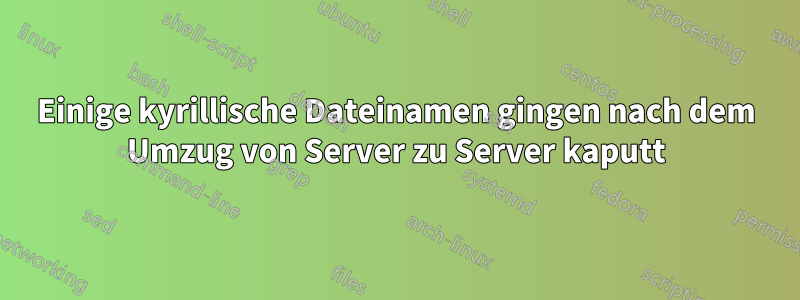 Einige kyrillische Dateinamen gingen nach dem Umzug von Server zu Server kaputt