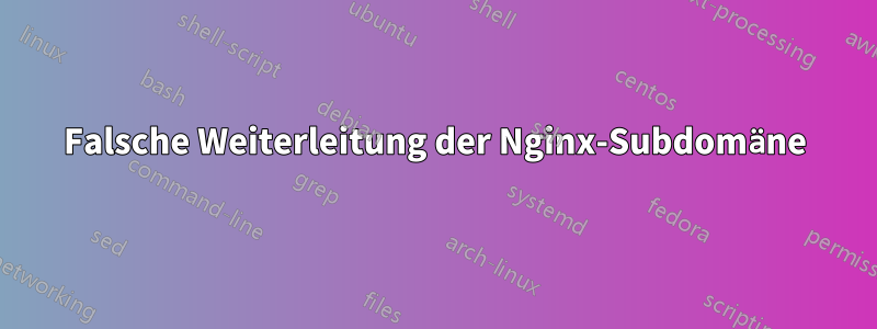 Falsche Weiterleitung der Nginx-Subdomäne