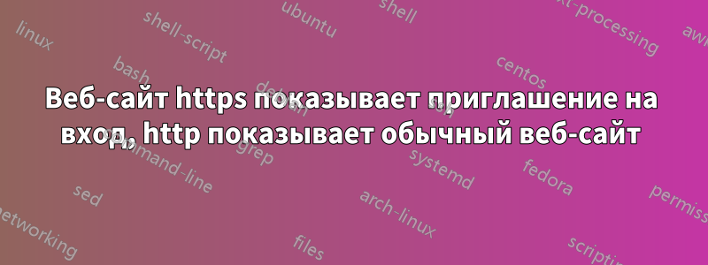 Веб-сайт https показывает приглашение на вход, http показывает обычный веб-сайт