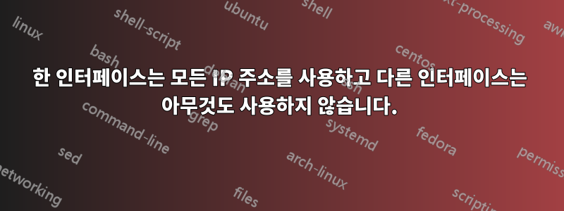 한 인터페이스는 모든 IP 주소를 사용하고 다른 인터페이스는 아무것도 사용하지 않습니다.