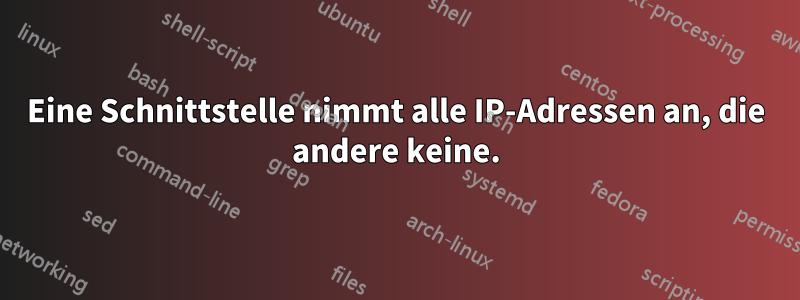 Eine Schnittstelle nimmt alle IP-Adressen an, die andere keine.