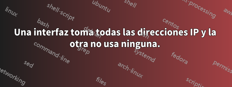 Una interfaz toma todas las direcciones IP y la otra no usa ninguna.