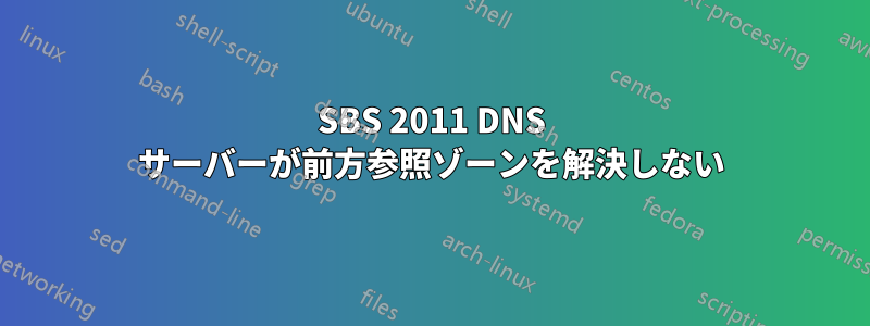 SBS 2011 DNS サーバーが前方参照ゾーンを解決しない