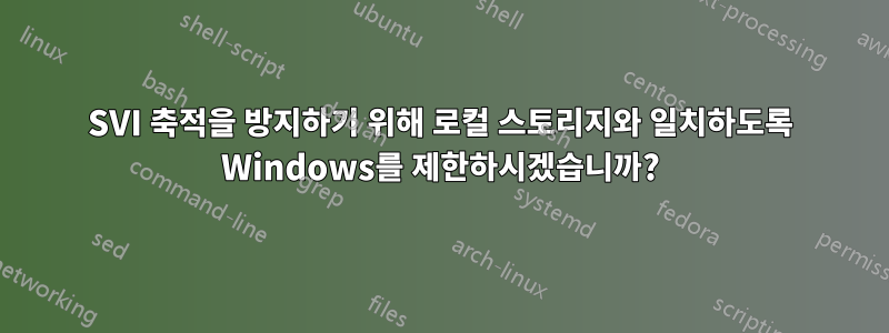 SVI 축적을 방지하기 위해 로컬 스토리지와 일치하도록 Windows를 제한하시겠습니까?