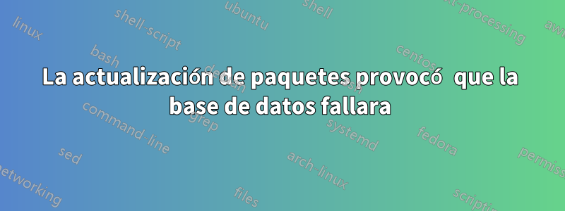 La actualización de paquetes provocó que la base de datos fallara