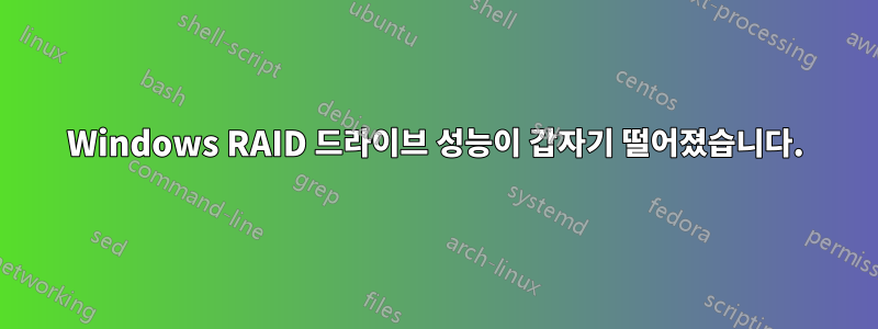 Windows RAID 드라이브 성능이 갑자기 떨어졌습니다.