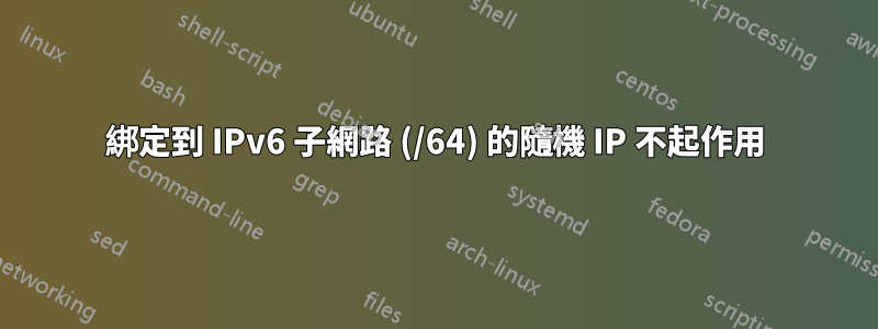 綁定到 IPv6 子網路 (/64) 的隨機 IP 不起作用