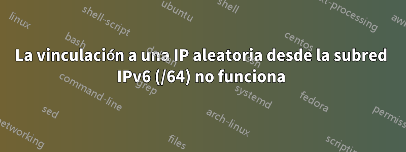 La vinculación a una IP aleatoria desde la subred IPv6 (/64) no funciona