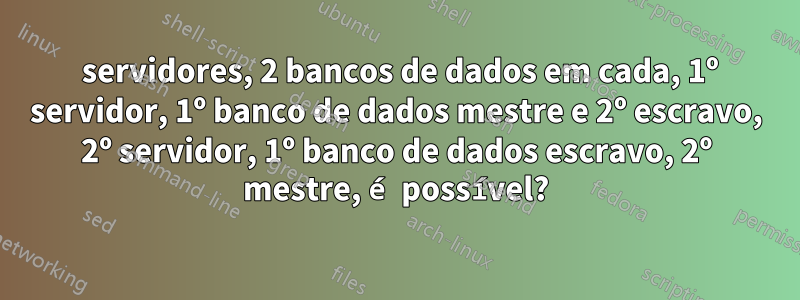 2 servidores, 2 bancos de dados em cada, 1º servidor, 1º banco de dados mestre e 2º escravo, 2º servidor, 1º banco de dados escravo, 2º mestre, é possível?