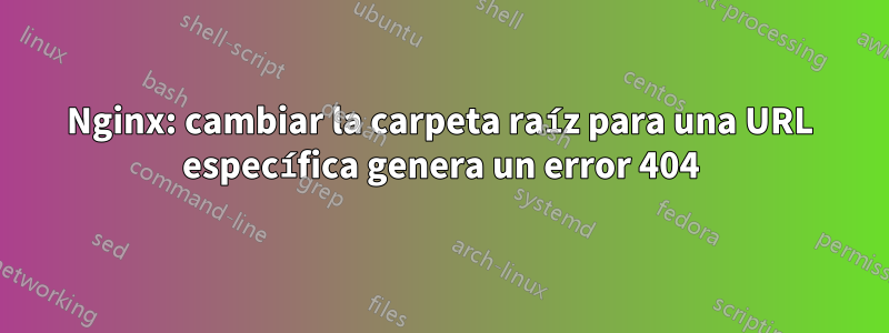 Nginx: cambiar la carpeta raíz para una URL específica genera un error 404