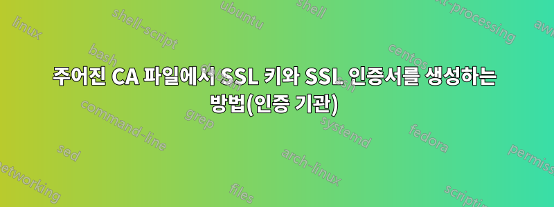 주어진 CA 파일에서 SSL 키와 SSL 인증서를 생성하는 방법(인증 기관)