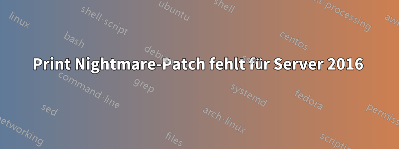 Print Nightmare-Patch fehlt für Server 2016