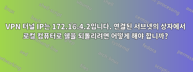 VPN 터널 IP는 172.16.4.2입니다. 연결된 서브넷의 상자에서 로컬 컴퓨터로 쉘을 되돌리려면 어떻게 해야 합니까?