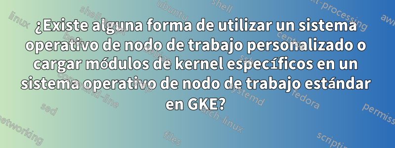¿Existe alguna forma de utilizar un sistema operativo de nodo de trabajo personalizado o cargar módulos de kernel específicos en un sistema operativo de nodo de trabajo estándar en GKE?