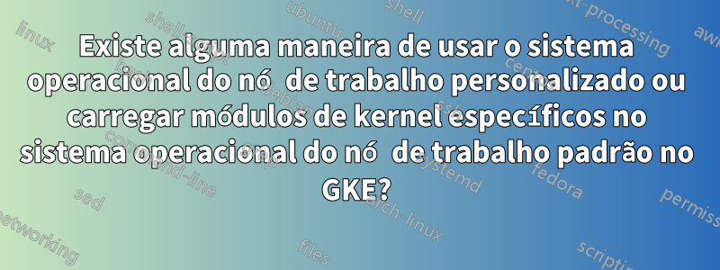 Existe alguma maneira de usar o sistema operacional do nó de trabalho personalizado ou carregar módulos de kernel específicos no sistema operacional do nó de trabalho padrão no GKE?