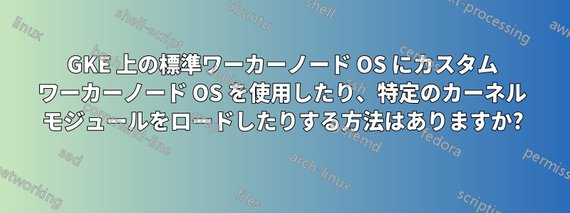 GKE 上の標準ワーカーノード OS にカスタム ワーカーノード OS を使用したり、特定のカーネル モジュールをロードしたりする方法はありますか?