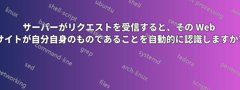 サーバーがリクエストを受信すると、その Web サイトが自分自身のものであることを自動的に認識しますか? 