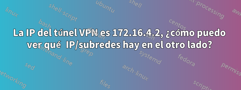 La IP del túnel VPN es 172.16.4.2, ¿cómo puedo ver qué IP/subredes hay en el otro lado?