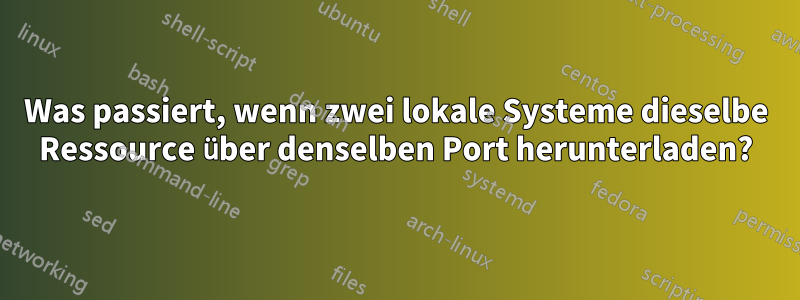 Was passiert, wenn zwei lokale Systeme dieselbe Ressource über denselben Port herunterladen?