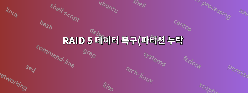 RAID 5 데이터 복구(파티션 누락)