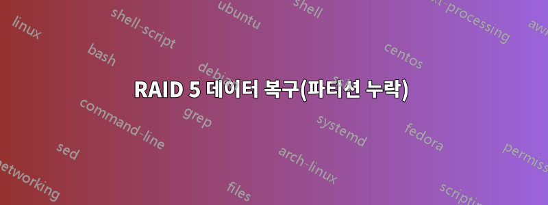 RAID 5 데이터 복구(파티션 누락)