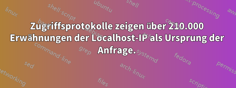 Zugriffsprotokolle zeigen über 210.000 Erwähnungen der Localhost-IP als Ursprung der Anfrage.