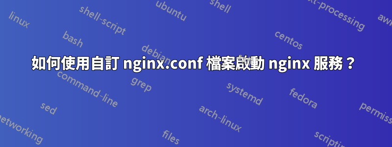 如何使用自訂 nginx.conf 檔案啟動 nginx 服務？