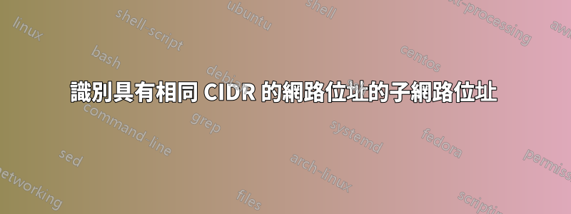 識別具有相同 CIDR 的網路位址的子網路位址